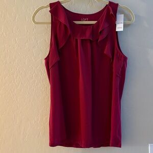 NET LOFT Women's Rich Red Sleeveless Blouse petite L